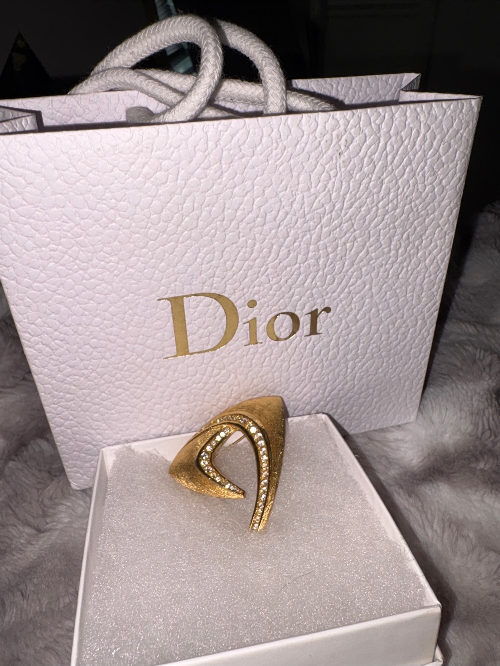 Dior Gold Sculptural Crystal-Trim Brooch/Pin - Picture 4 of 4
